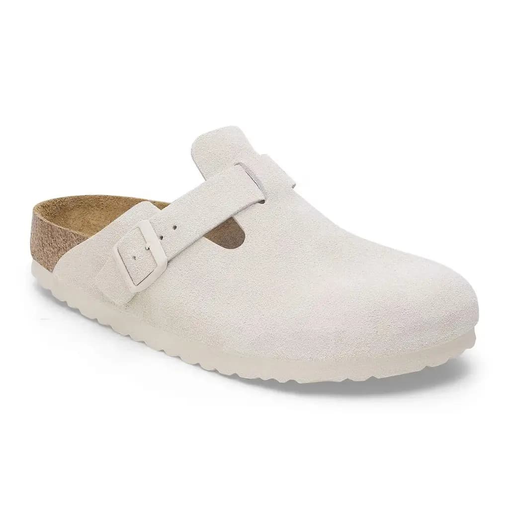 BIRKENSTOCK BOSTON SUEDE - ANTIQUE WHITE — (1024731-m)