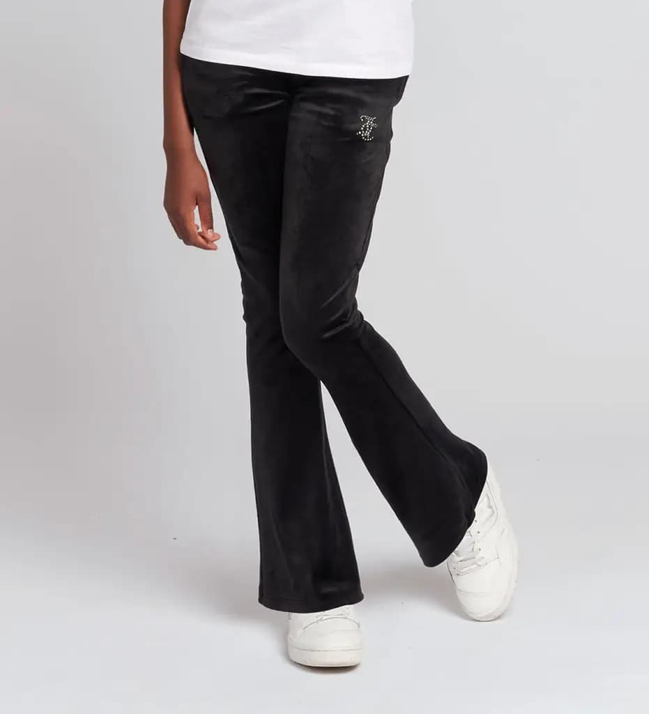 JUICY COUTURE Diamante Velour Bootcut Jogger - Jet Black — (jbx6359-102)