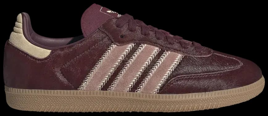 ADIDAS ORIGINALS SAMBA OG W PONYHAIR TRAINERS - SAND STRATA/MAROON/WARM CLAY — (jp5330)