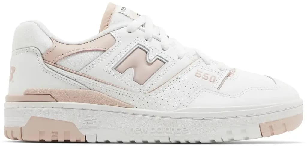 NEW BALANCE WOMENS 550 TRAINERS - White/Baby Pink/White — (bbw550bp)