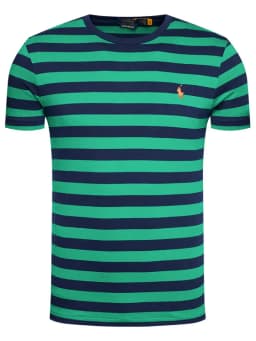 RALPH LAUREN POLO STRIPED PP CHEST LOGO S/S Tee - SCARB GRN/F - SCARAB GREEN/FRENCH NAVY