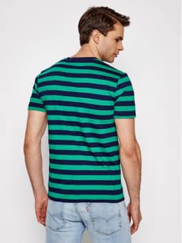 RALPH LAUREN POLO STRIPED PP CHEST LOGO S/S Tee - SCARB GRN/F - SCARAB GREEN/FRENCH NAVY