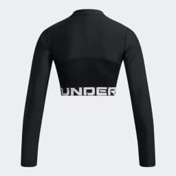 UNDER ARMOUR W AUTHENTICS RIB CROP 1/4 ZIP - BLACK / WHITE