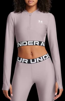 UNDER ARMOUR W AUTHENTICS RIB CROP 1/4 ZIP - TETRA GREY