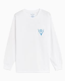SOUTH2 WEST8 L/S ROUND POCKET TEE - CIRCLE HORN - WHITE — (ns840-a)