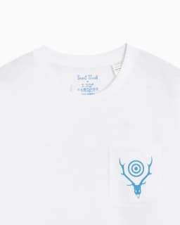 SOUTH2 WEST8 L/S ROUND POCKET TEE - CIRCLE HORN - WHITE — (ns840-a)