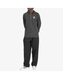 METALWOOD RIBBED LS POLO - BLACK — (mws25-04-11-blk)