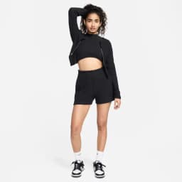 NIKE W NSW CHLL KNT RIB 3IN SHRT - BLACK — (fn3674-010)