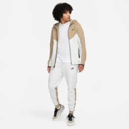 NIKE TECH FLC WR CB FZ HOOD - SUMMIT WHITE/KHAKI — (fb7921-121)