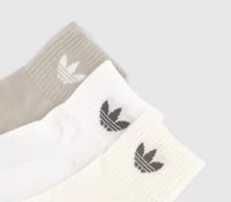 ADIDAS ORIGINALS MID ANKLE SOCK 3 PACK - PUTTY GREY/WHITE/IVORY — (iu2699)