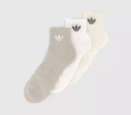 ADIDAS ORIGINALS MID ANKLE SOCK 3 PACK - PUTTY GREY/WHITE/IVORY — (iu2699)