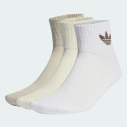 ADIDAS ORIGINALS MID ANKLE SOCK 3 PACK - PUTTY GREY/WHITE/IVORY — (iu2699)