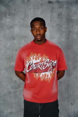 COURTSIDE MACKEY RELAXED TEE - RED WASH — (csc00027)