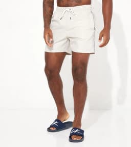 CALVIN KLEIN SWIM CORE LOGO TAPE SWIM SHORT - STONY BEIGE -  STONY BEIGE