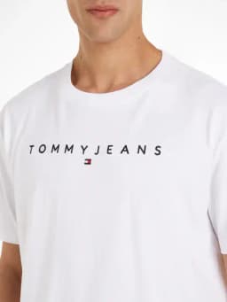 Tommy Hilfiger TOMMY JEANS TJM REG LINEAR LOGO TEE - WHITE — (dm0dm17993ybr)