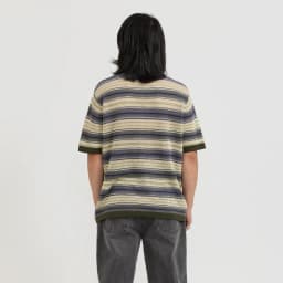 THISISNEVERTHAT STRIPE S/S KNIT POLO - IVORY — (tn251kknpk04-ivo)
