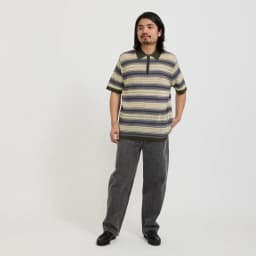 THISISNEVERTHAT STRIPE S/S KNIT POLO - IVORY — (tn251kknpk04-ivo)