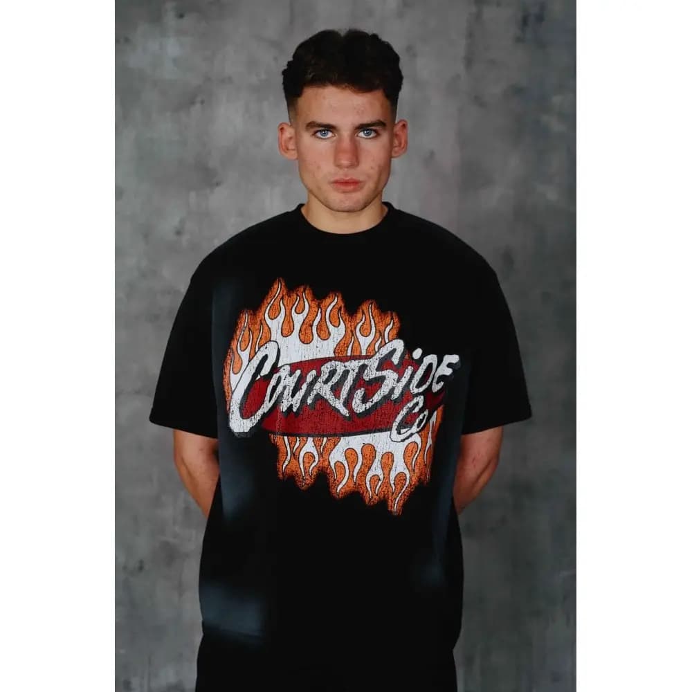 COURTSIDE MACKEY RELAXED TEE - BLACK WASH — (csc00025)