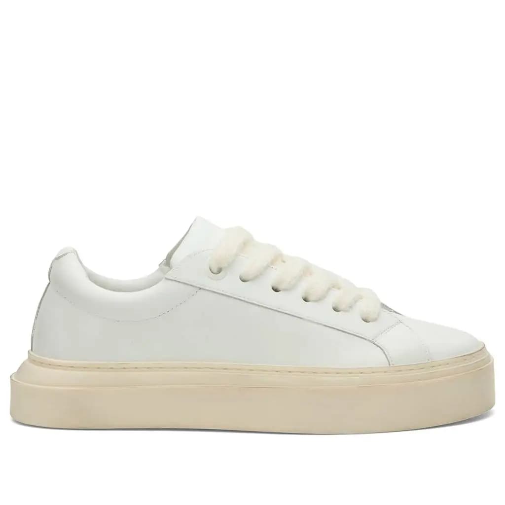 COLE BUXTON LEATHER WILSON SNEAKER - WHITE/WHITE