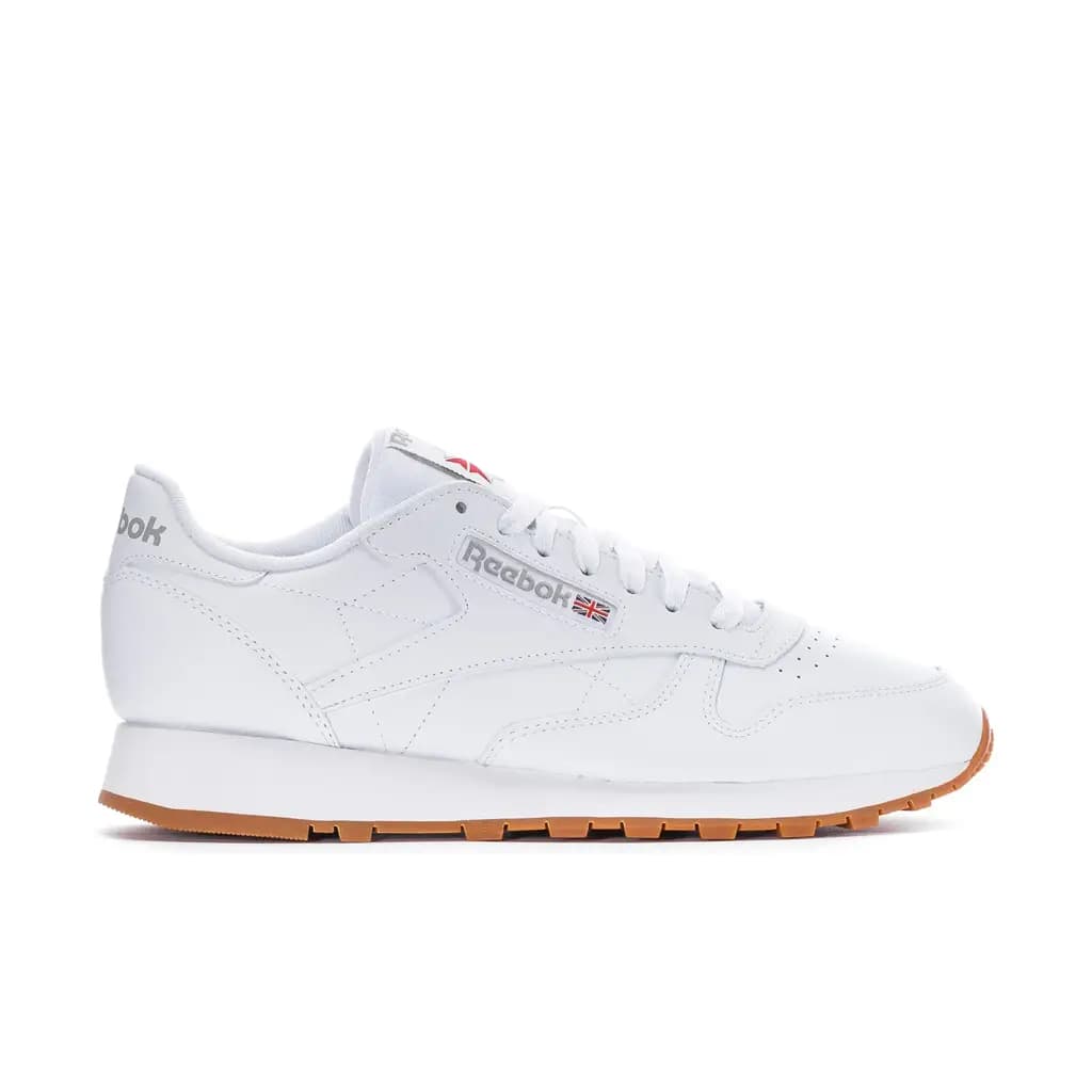 REEBOK CL LEATHER TRAINERS - WHITE/GUM — (100008491)