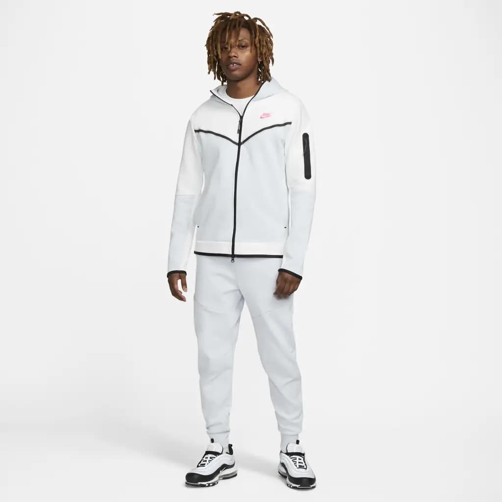 NIKE TECH FLC CB WR FZ HOOD - SUMMIT WHITE/PURE PLATINUM/HYPER PINK