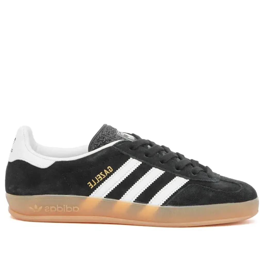 ADIDAS ORIGINALS GAZELLE INDOOR - CORE BLACK/FTWR WHITE/GUM — (ji2060-w)