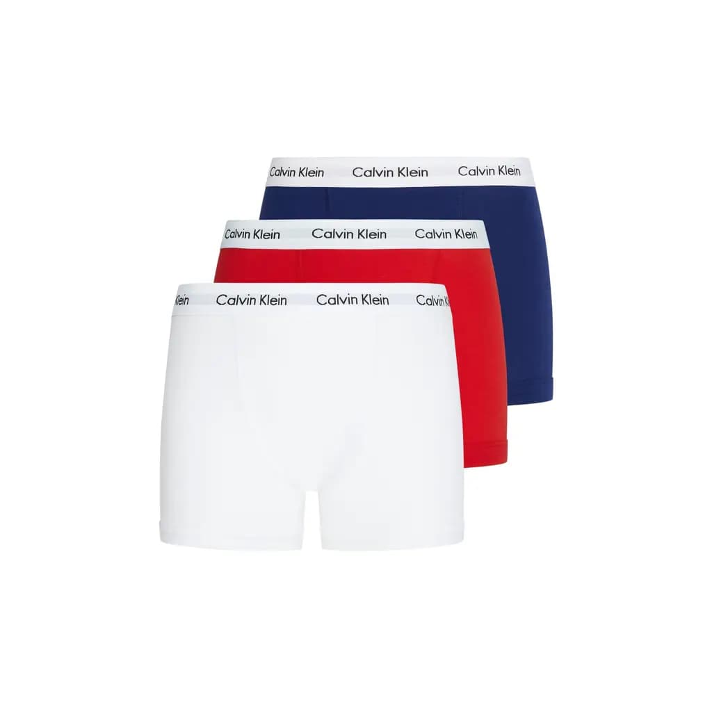 CALVIN KLEIN COTTON STRETCH 3 PACK BOXER SHORT - BLUE/WHITE/RED — (u2662g/i03)