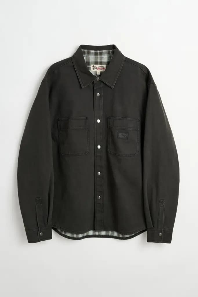 STUSSY HEAVY WASHED CANVAS SHIRT - BLACK