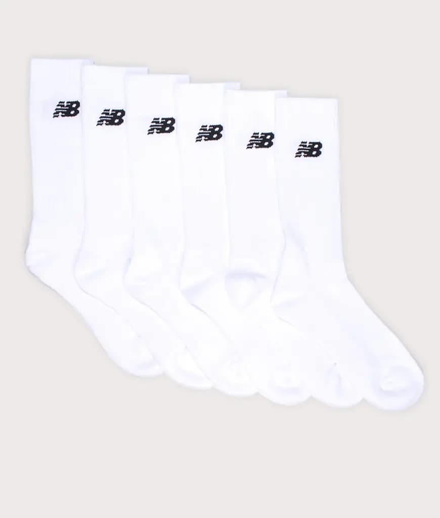 NEW BALANCE NB EVERYDAY CREW SOCKS 6 PACK - WHITE — (las33866-wht)