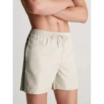 CALVIN KLEIN SWIM CORE LOGO TAPE SWIM SHORT - STONY BEIGE - STONY BEIGE