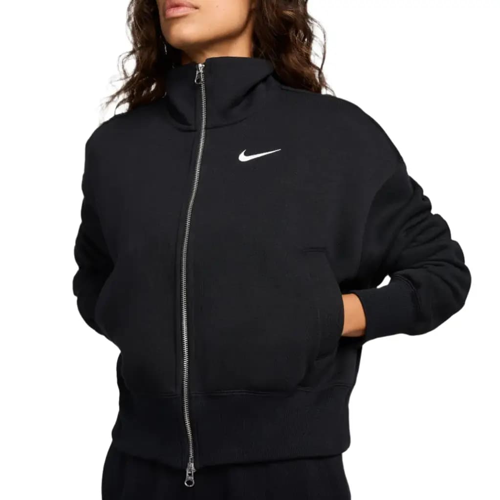 NIKE W NSW PHNX FLC OS TRK JKT - BLACK/SAIL — (fz3204-010)
