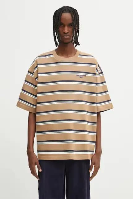 CARHARTT S/S HOLM T-SHIRT - HOLM STRIPE, PEANUT — (i035302-37axx)