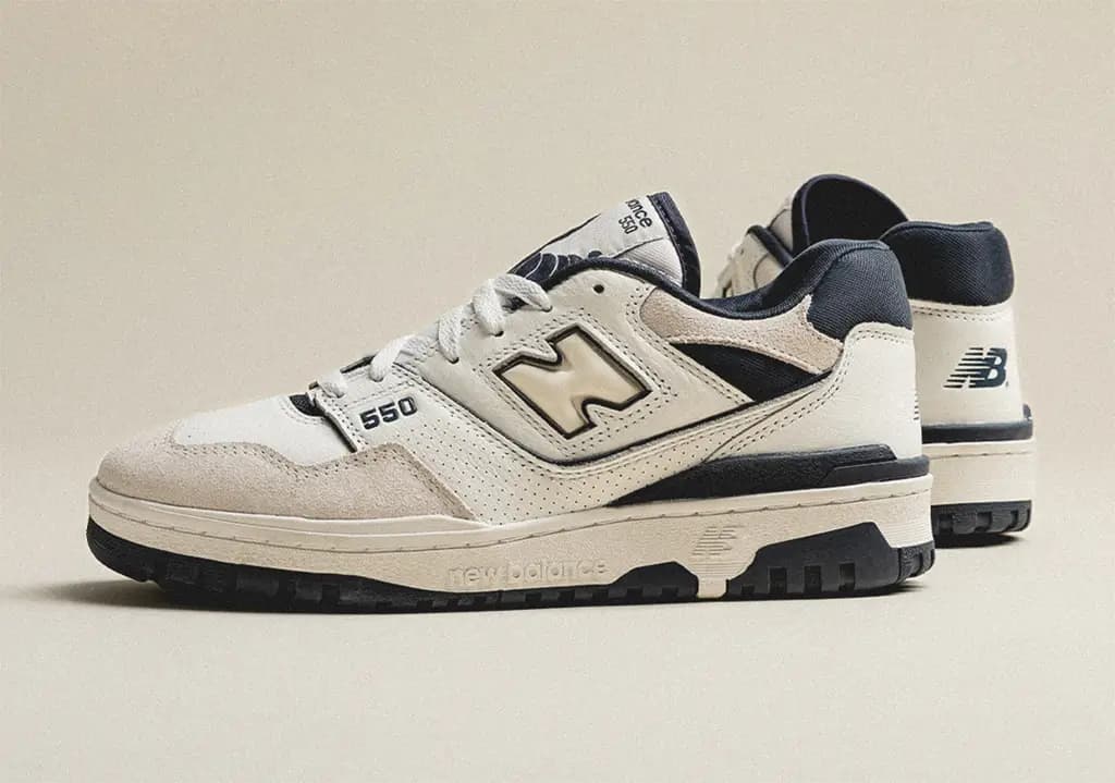 NEW BALANCE 550 TRAINERS - WHITE/NAVY