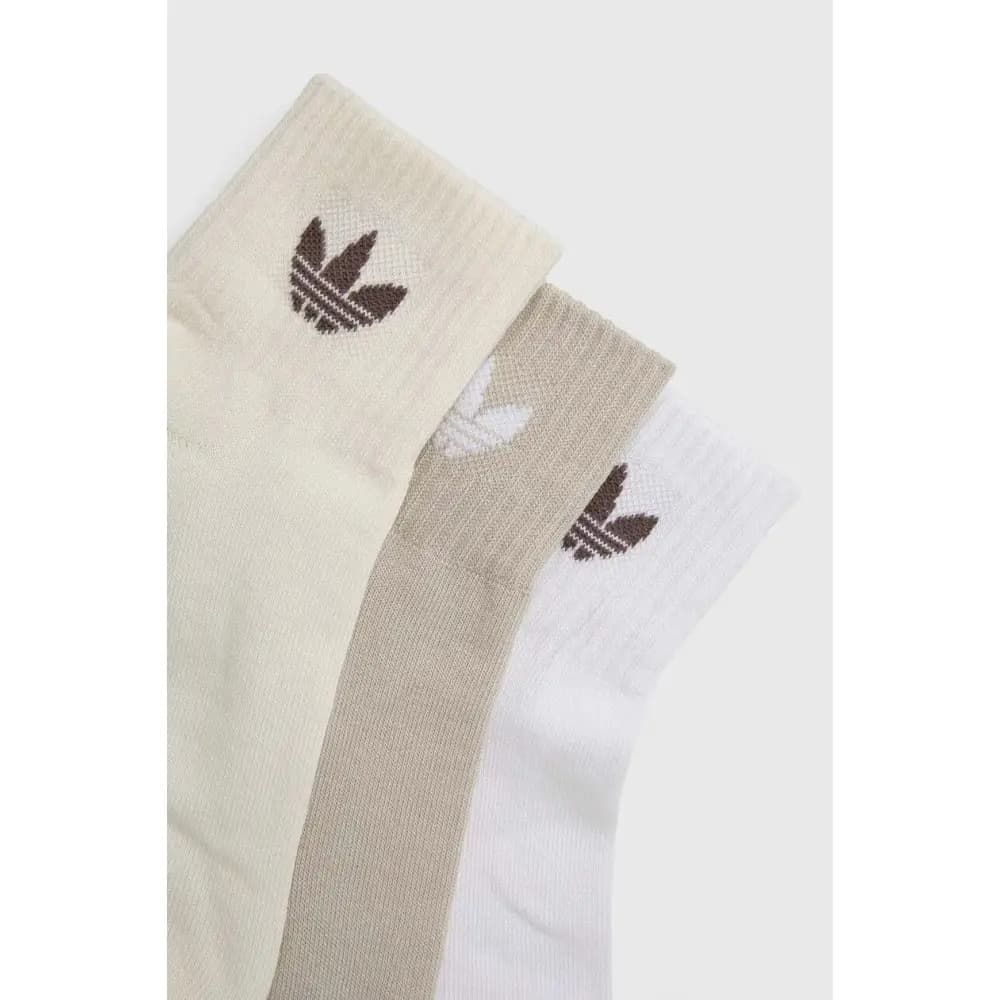 ADIDAS ORIGINALS MID ANKLE SOCK 3 PACK - PUTTY GREY/WHITE/IVORY