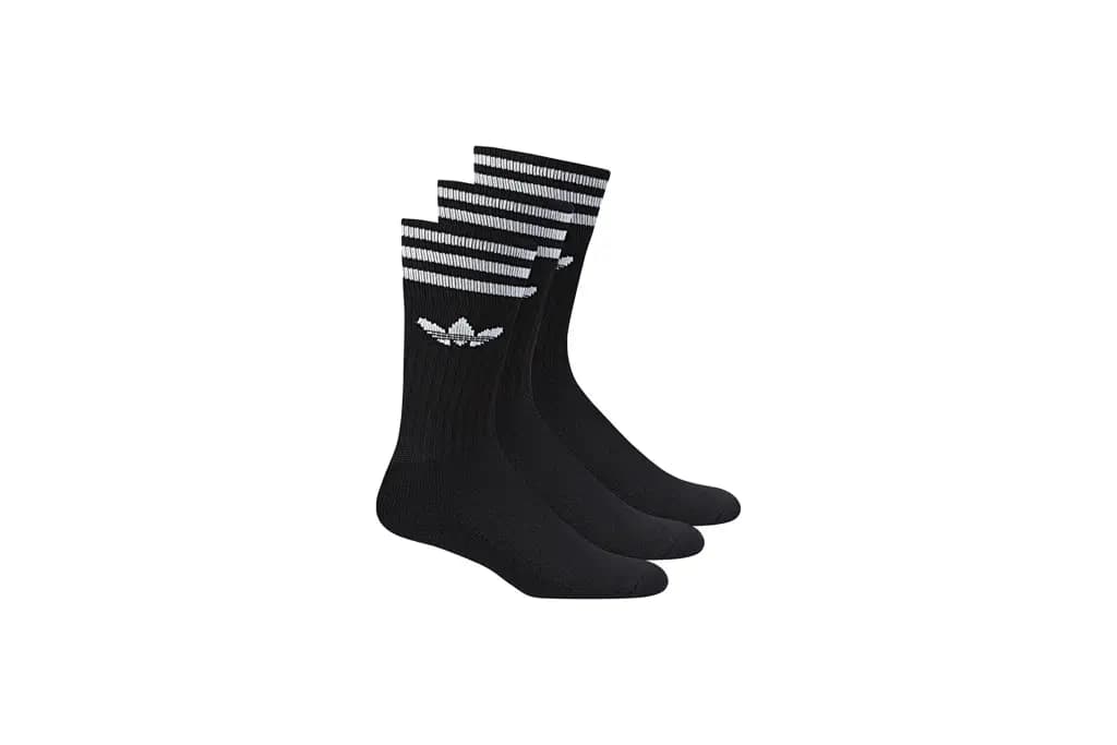 ADIDAS ORIGINALS SOLID CREW SOCK 3 PACK BLACK - Black