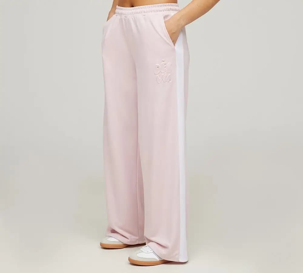 DES VU W EMBOSSED PANEL POLY PANTS - PINK/ WHIITE — (dv461-pnk)