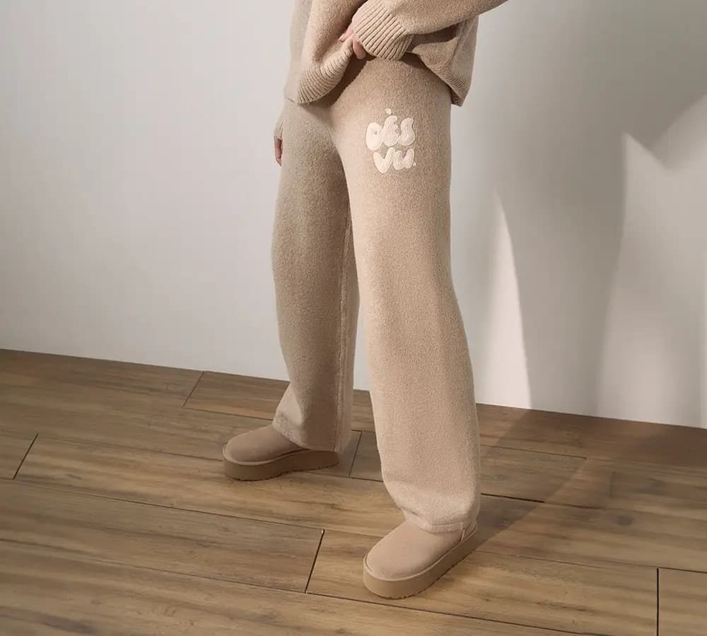 DES VU W BUBBLE KNIT WIDE PANT - ECRU — (dv496-ecru)