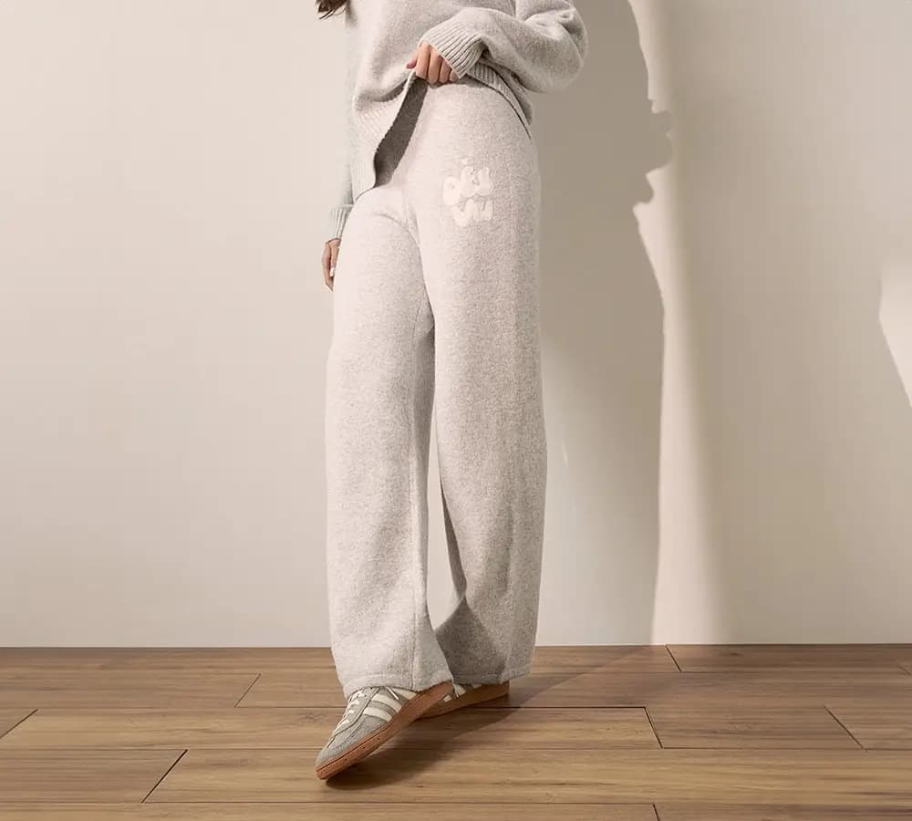 DES VU W BUBBLE KNIT WIDE PANT - LIGHT GREY MARL — (dv496-gry/-mrl)