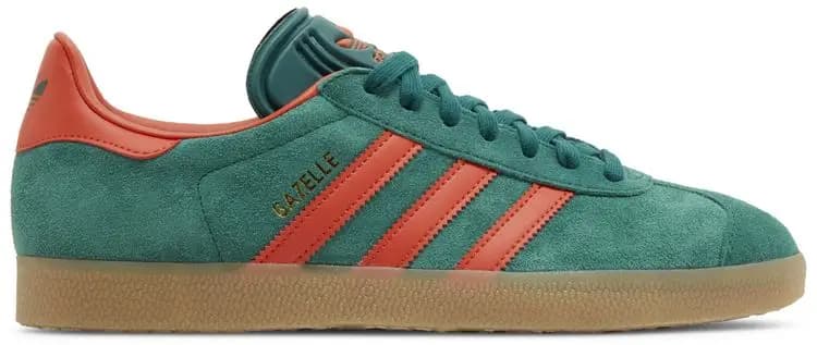 ADIDAS ORIGINALS GAZELLE TRAINERS - COLLEGIATE GREEN/PRELOVED RED/GUM 3