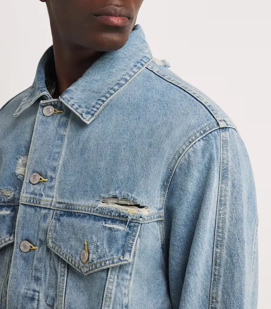 COLE BUXTON DISTRESSED DENIM JACKET - BLUE — (ss25ddj150-400)