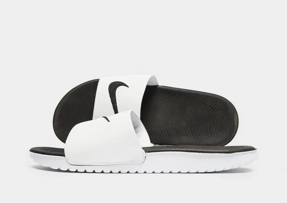NIKE JNR KAWA SLIDE - White / Black — (819352-100-j)