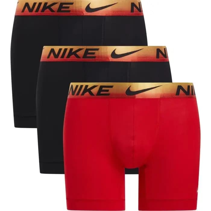 NIKE BOXER BRIEF 3PK OMBRE - BLK/ UNI RED/ BLK W METALIC GOLD WB — (0000ke1157ex1)