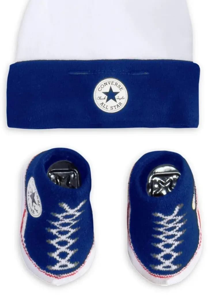 CONVERSE CRIB HAT AND BOOTIE - BLACK WHITE — (0005-023)