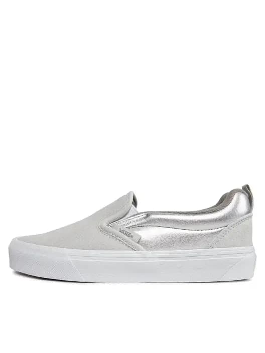 VANS KNU SLIP - MTLC SILVER/TRUE WHITE — (vn0009qdx1k1)