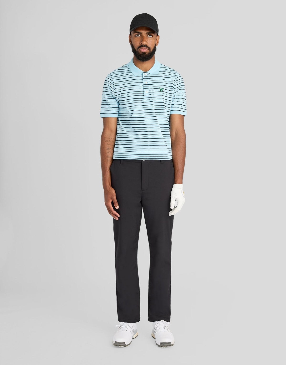 LYLE & SCOTT GOLF STRIPE POLO SHIRT - SEA BREEZE BLUE / DARK NAVY / SUBTLE PINK