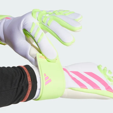 ADIDAS PREDATOR LEAGUE GOALKEEPER GLOVES - WHITE/LUCID LEMON/LUCID PINK
