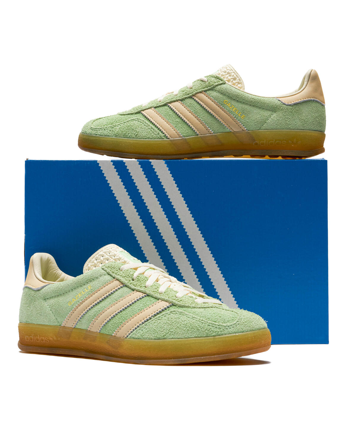 ADIDAS ORIGINALS GAZELLE INDOOR W TRAINERS - SEMI GREEN SPARK/ALMOST YELLOW/CREAM WHITE