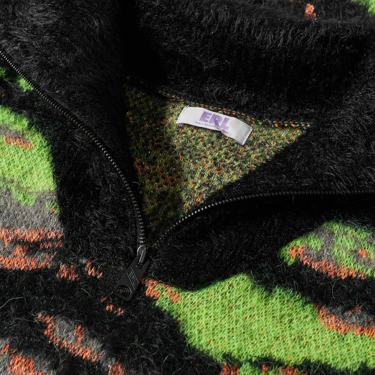 ERL TIGER RAVE KNITTED QZ SWEATER  - GREEN