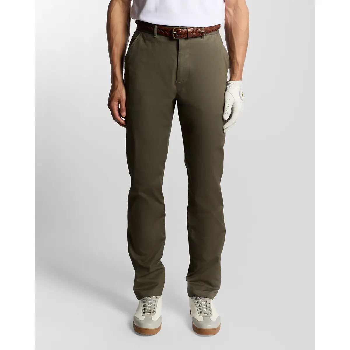 LYLE & SCOTT COURSE STRETCH CHINO TROUSERS - CACTUS GREEN
