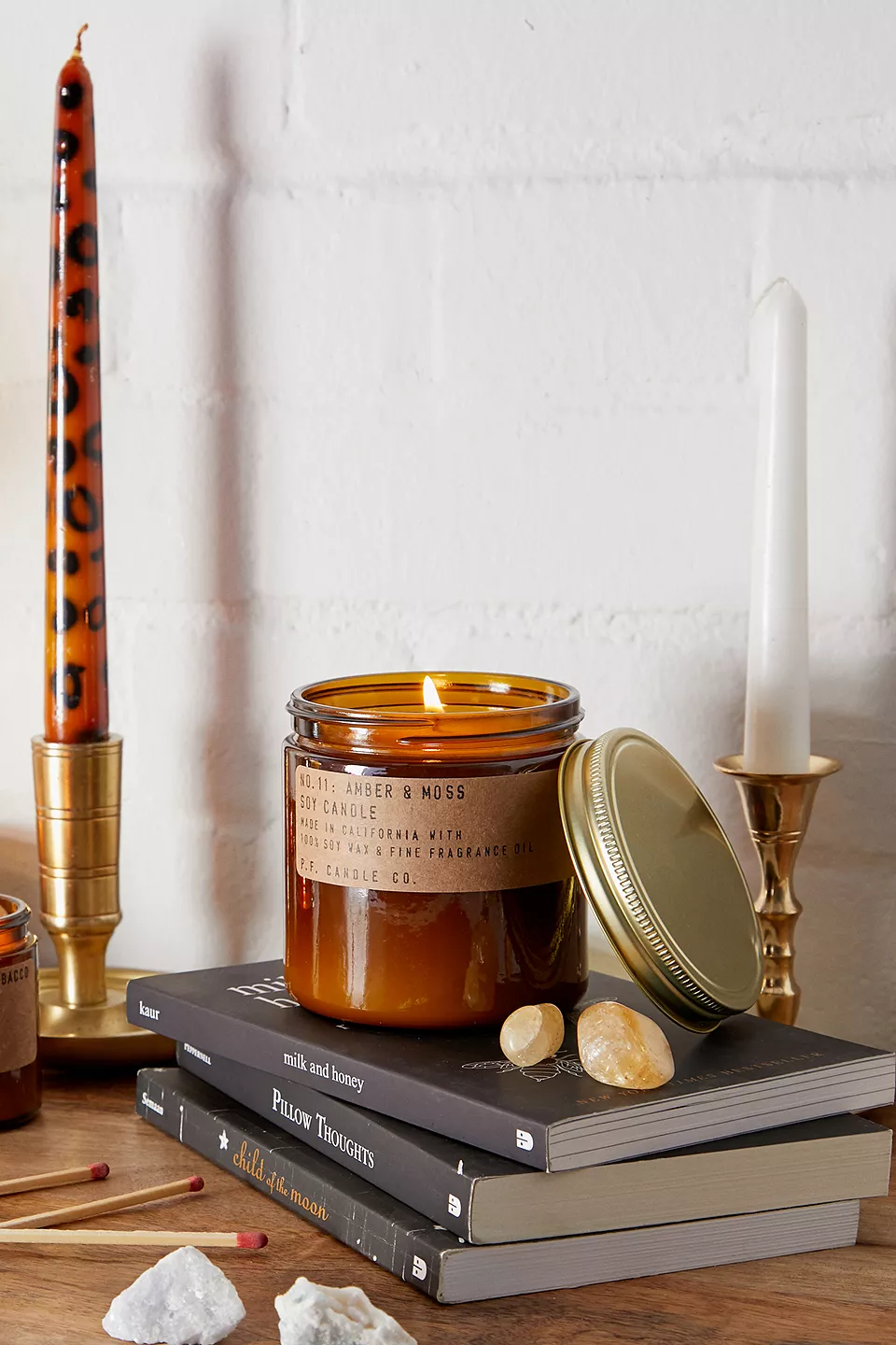 P.F. CANDLE CO NO.11 AMBER & MOSS 12.5 OZ SOY CANDLE - BROWN